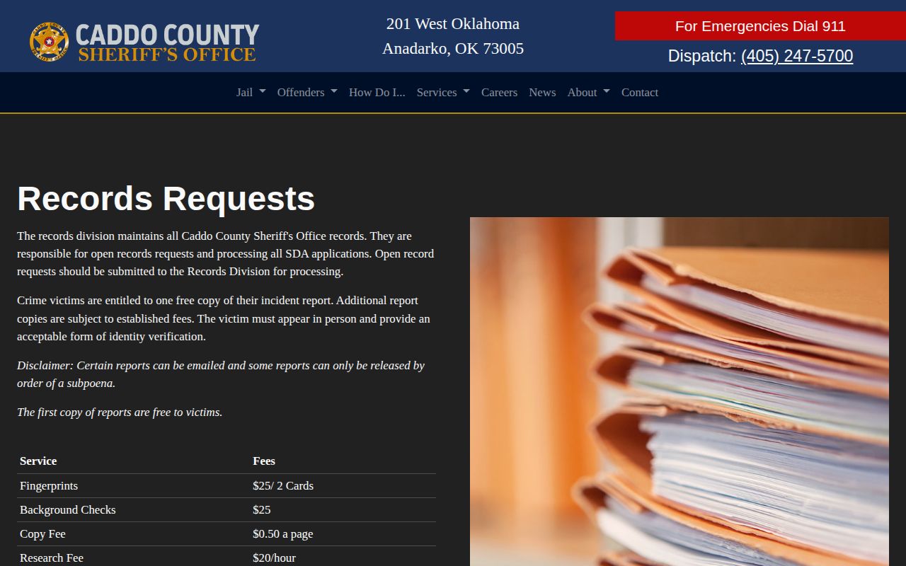 Caddo County sheriff records request information for 72-hour releases